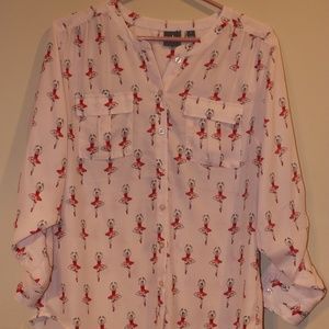 NY&CO BUTTON DOWN BALLERINA BLOUSE